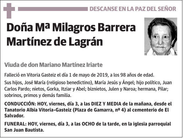 Mª Milagros Barrera Martínez de Lagrán