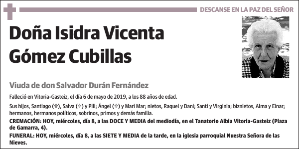 Isidra Vicenta Gómez Cubillas