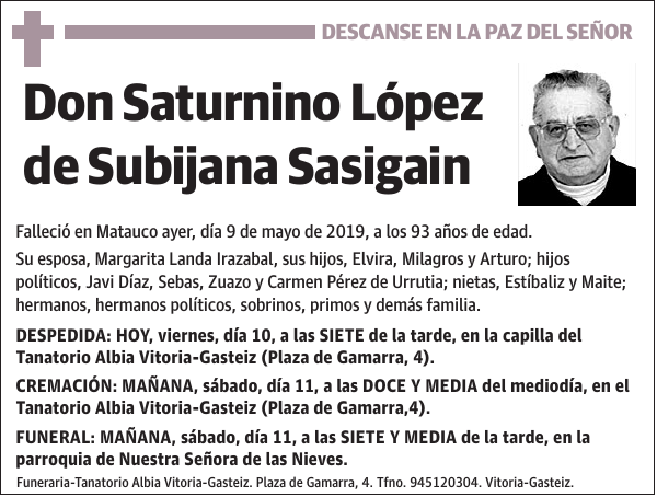 Saturnino López de Subijana Sasigain