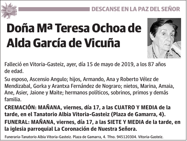 Mª Teresa Ochoa de Alda García de Vicuña