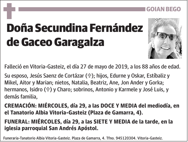 Secundina Fernández de Gaceo Garagalza