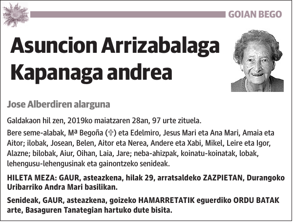 Asuncion Arrizabalaga Kapanaga