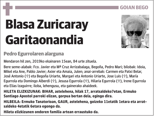 Blasa Zuricaray Garitaonandia