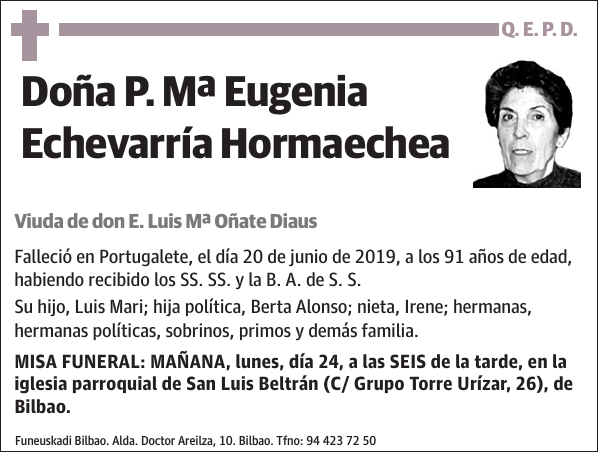 P. Mª Eugenia Echevarría Hormaechea