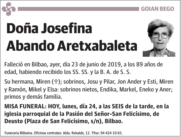 Josefina Abando Aretxabaleta