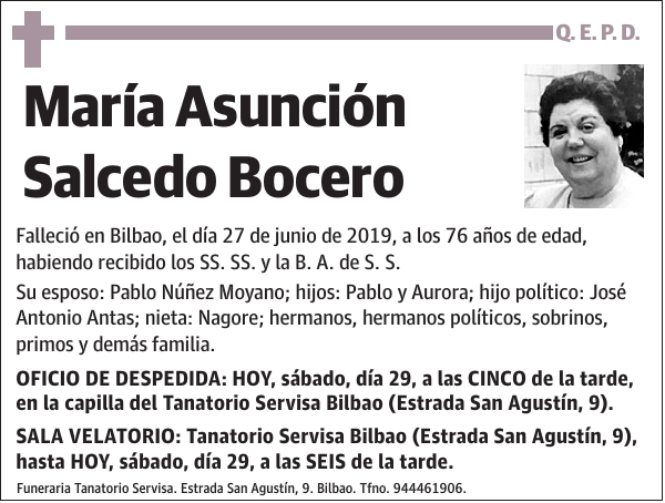 María Asunción Salcedo Bocero