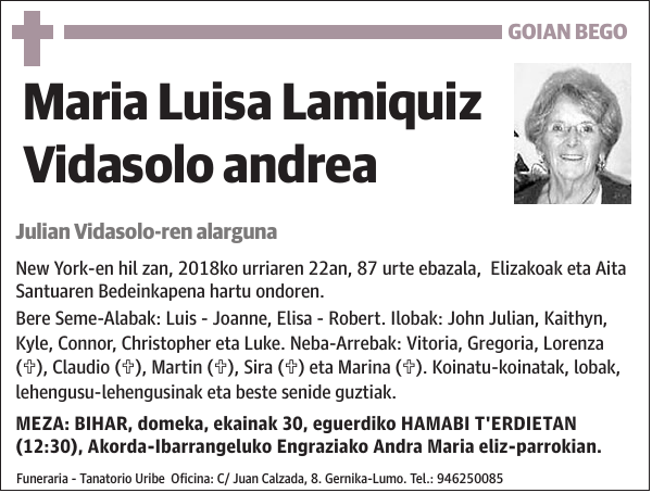 Maria Luisa Lamiquiz Vidasolo