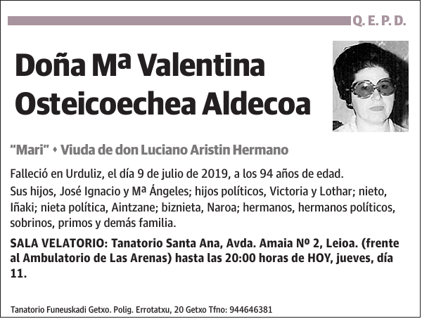 Mª Valentina Osteicoechea Aldecoa