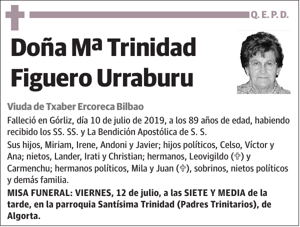 Mª Trinidad Figuero Urraburu