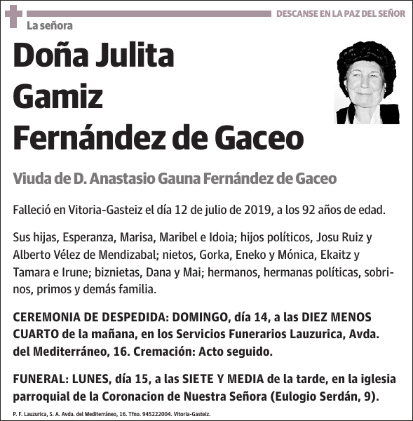 Julita Gamiz Fernández de Gaceo