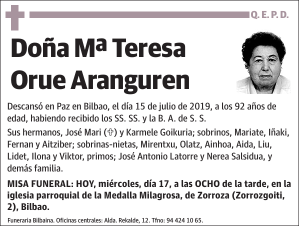 Mª Teresa Orue Aranguren