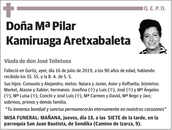 Mª Pilar Kamiruaga Aretxabaleta