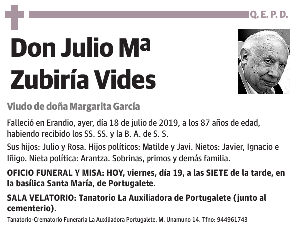 Julio Mª Zubiría Vides