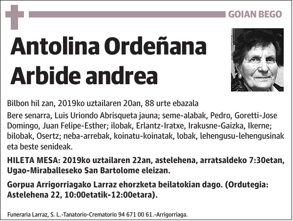 Antolina Ordeñana Arbide