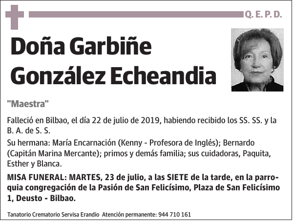 Garbiñe González Echeandia 'Maestra'