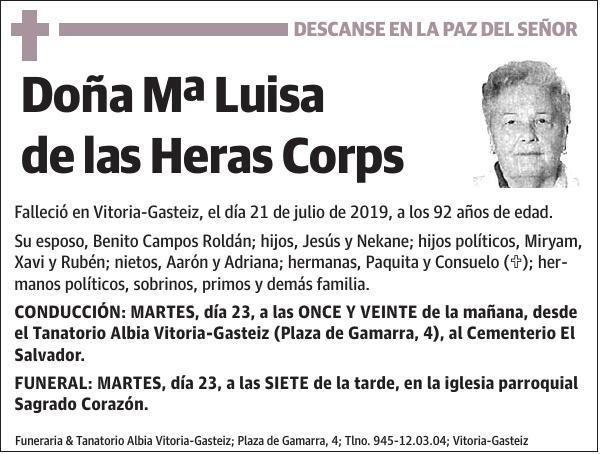 Mª Luisa de las Heras Corps