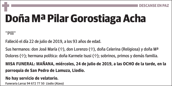 Mª Pilar Gorostiaga Acha 'Pili'