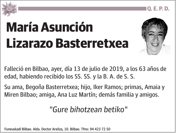 María Asunción Lizarazo Basterretxea