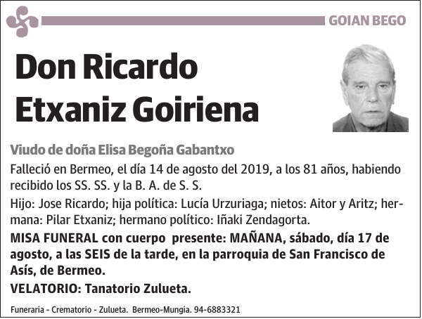 Ricardo Etxaniz Goiriena