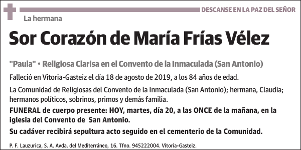 Corazón de María Frías Vélez