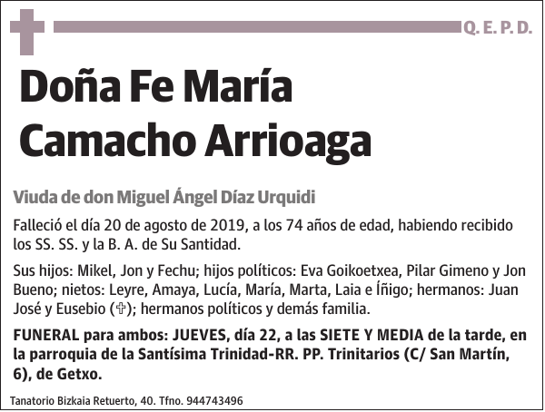 Fe María Camacho Arrioaga