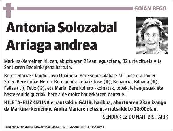 Antonia Solozabal Arriaga