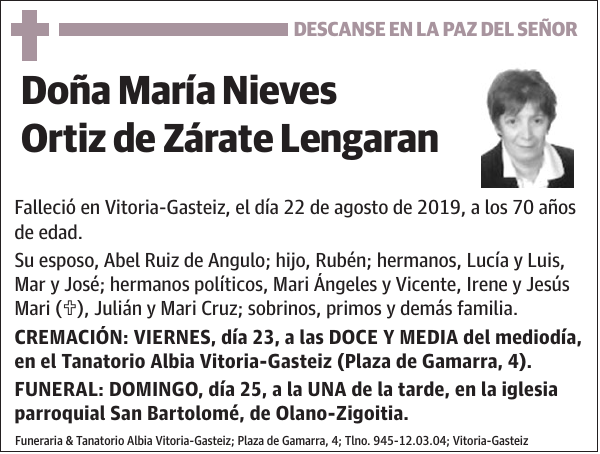 María Nieves Ortiz de Zárate Lengaran