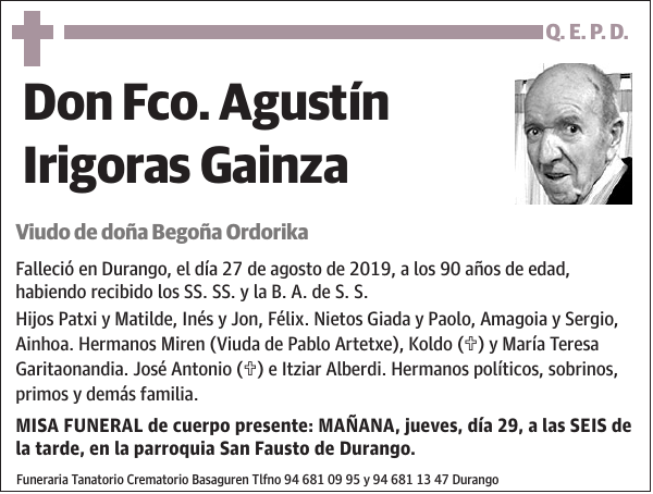 Fco. Agustín Irigoras Gainza