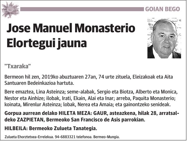 Jose Manuel Monasterio Elortegui