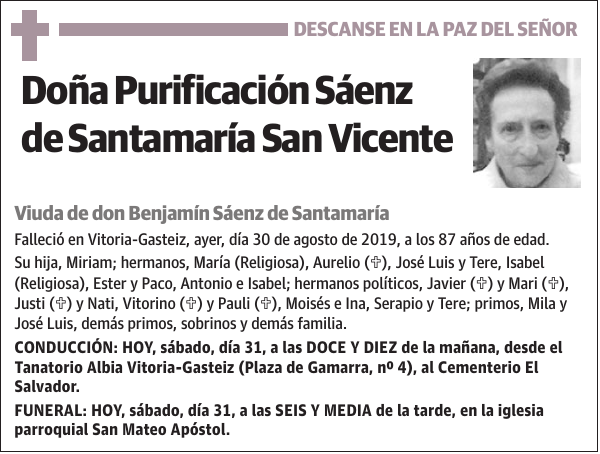 Purificación Sáenz de Santamaría San Vicente