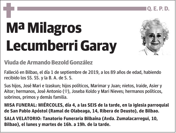 Mª Milagros Lecumberri Garay