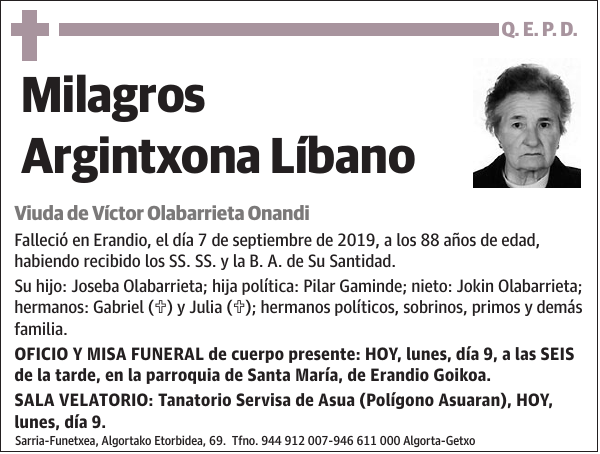 Milagros Argintxona Líbano