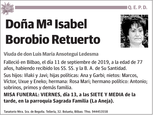 Mª Isabel Borobio Retuerto