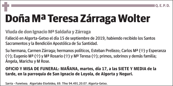 Mª Teresa Zárraga Wolter