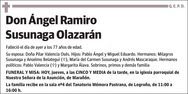 Ángel Ramiro Susunaga Olazarán