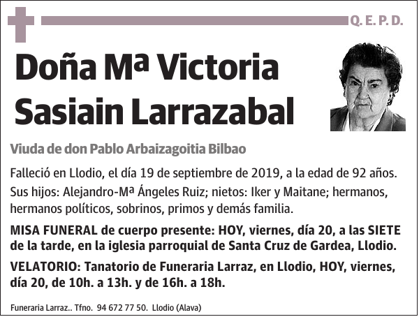 Mª Victoria Sasiain Larrazabal