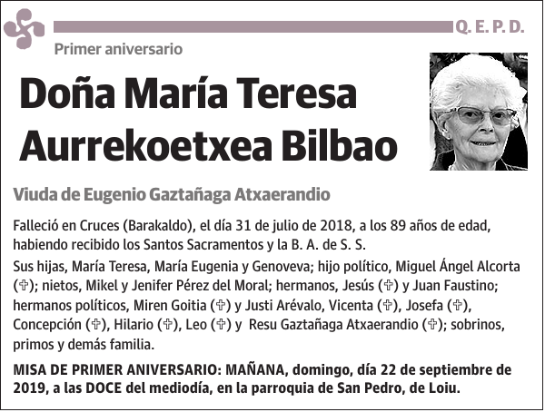 María Teresa Aurrekoetxea Bilbao