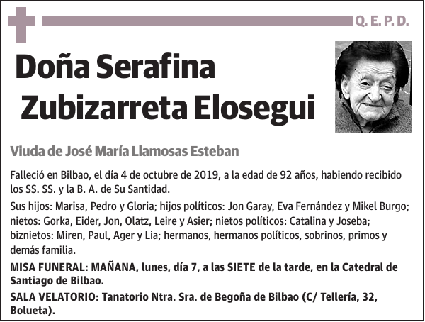 Serafina Zubizarreta Elosegui