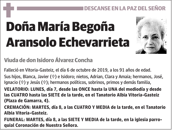 María Begoña Aransolo Echevarrieta