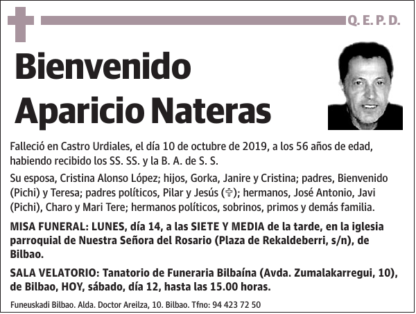 Bienvenido Aparicio Nateras