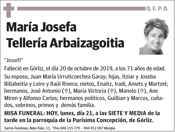 María Josefa Tellería Arbaizagoitia