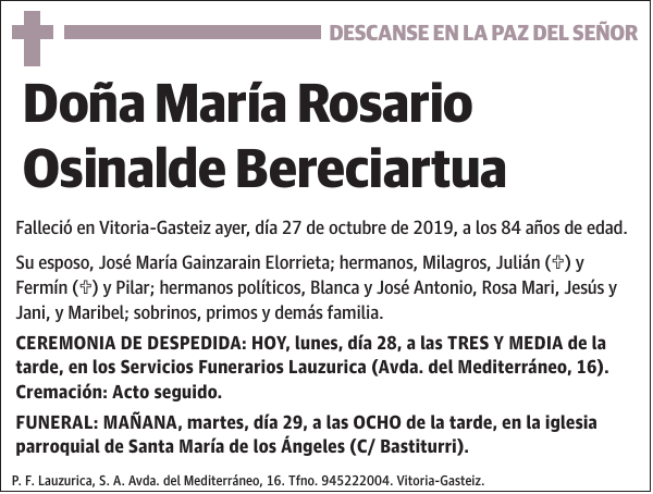 María Rosario Osinalde Bereciartua