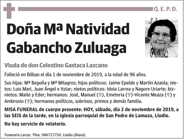 Mª Natividad Gabancho Zuluaga