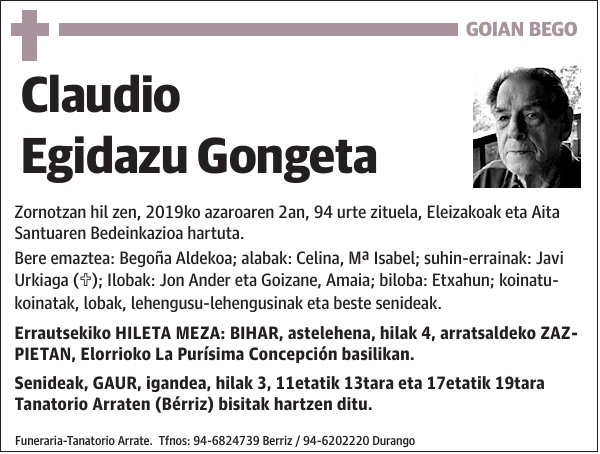 Claudio Egidazu Gongeta Zornotzan