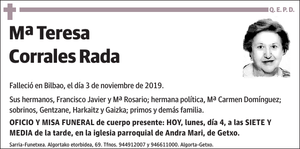 Mª Teresa Corrales Rada