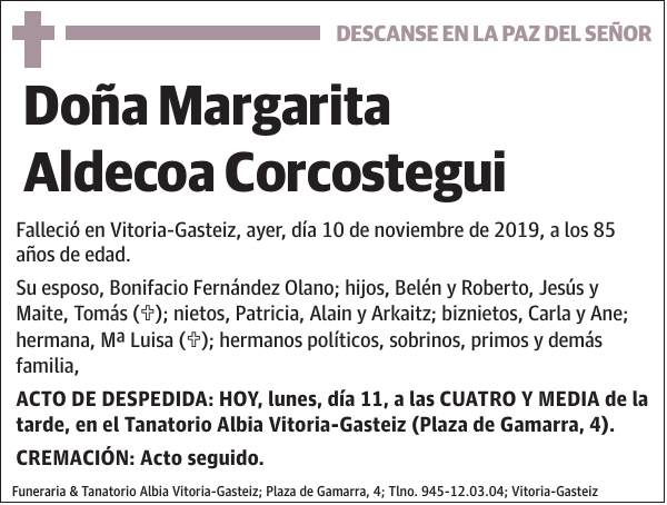 Margarita Aldecoa Corcostegui
