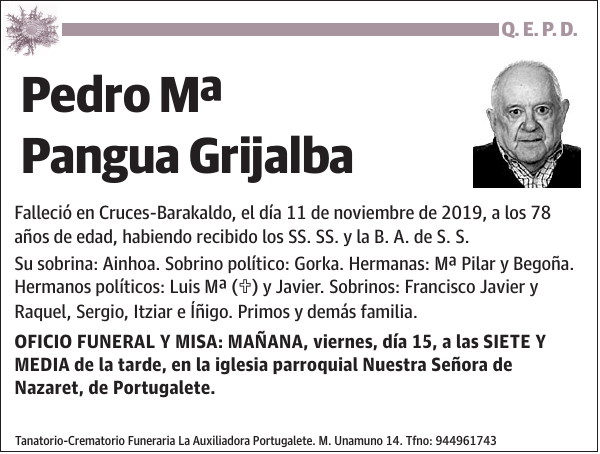 Pedro Mª Pangua Grijalba