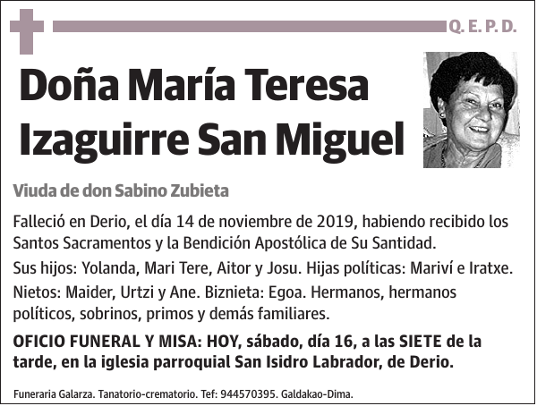 María Teresa Izaguirre San Miguel