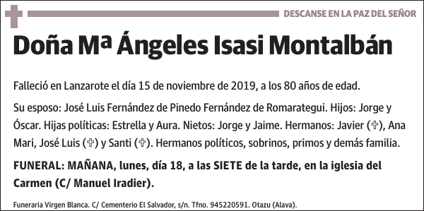 Mª Ángeles Isasi Montalbán