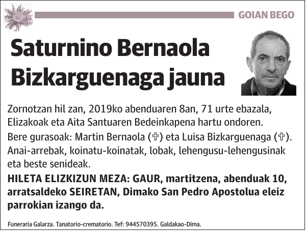 Saturnino Bernaola Bizkarguenaga